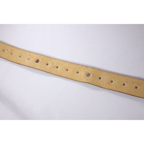 Vintage 29.5" handmade French leather belt with solid metal accents, brown South - Picture 8 of 8